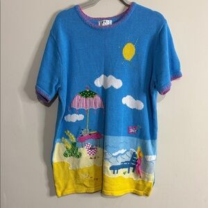 The Quacker Factory Beach scene sweater